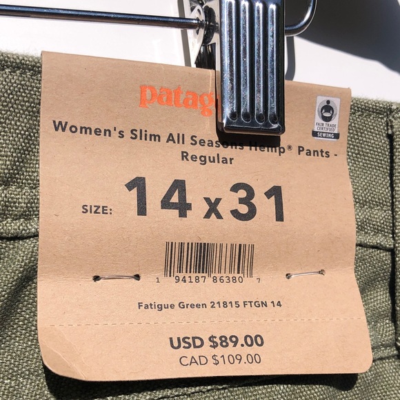 Patagonia Fatigue Green All Seasons Hemp Pants - Picture 14 of 15